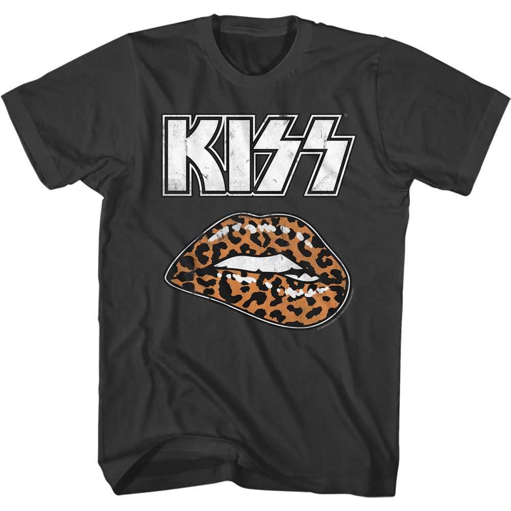 KISS Leopard Lip Graphic T-Shirt - Classic Rock Music Clothing - Vintage Concert Lover Gift Idea