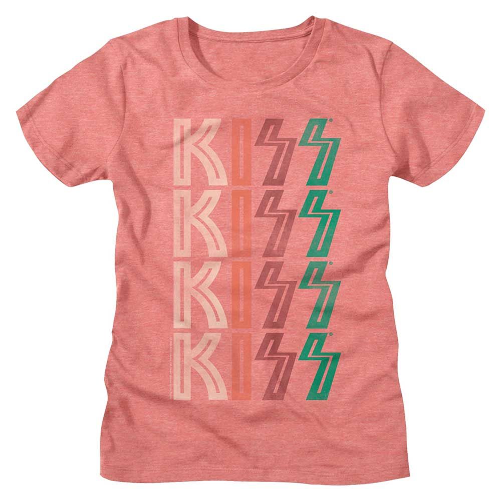 KISS Washed Out Logo Ladies Graphic T-Shirt - Classic Rock Music Clothing - Vintage Concert Lover Gift Idea