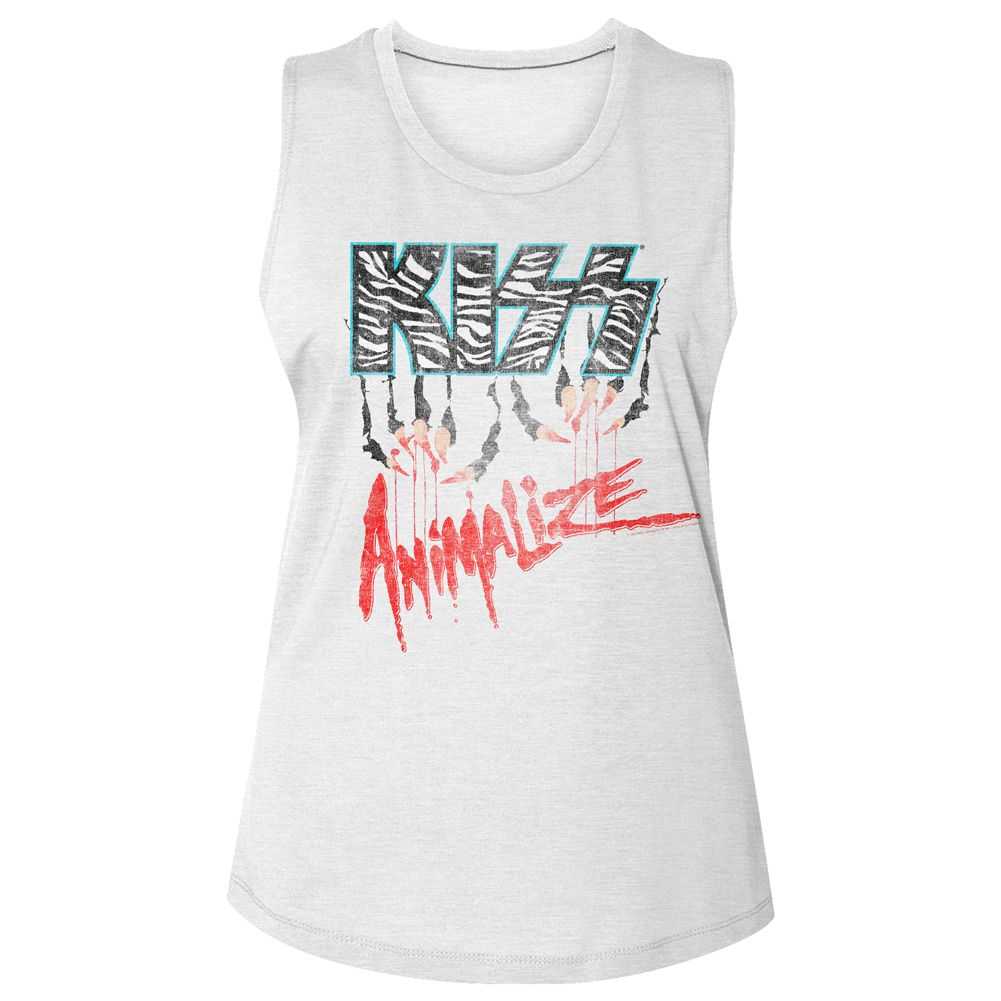 KISS Animalize Logo Graphic Tank Top - Classic Rock Music Clothing - Vintage Concert Lover Gift Idea
