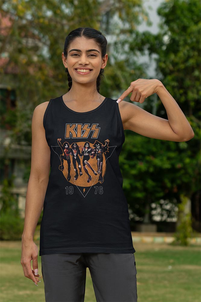 KISS 76 Graphic Tank Top - Classic Rock Music Clothing - Vintage Concert Lover Gift Idea