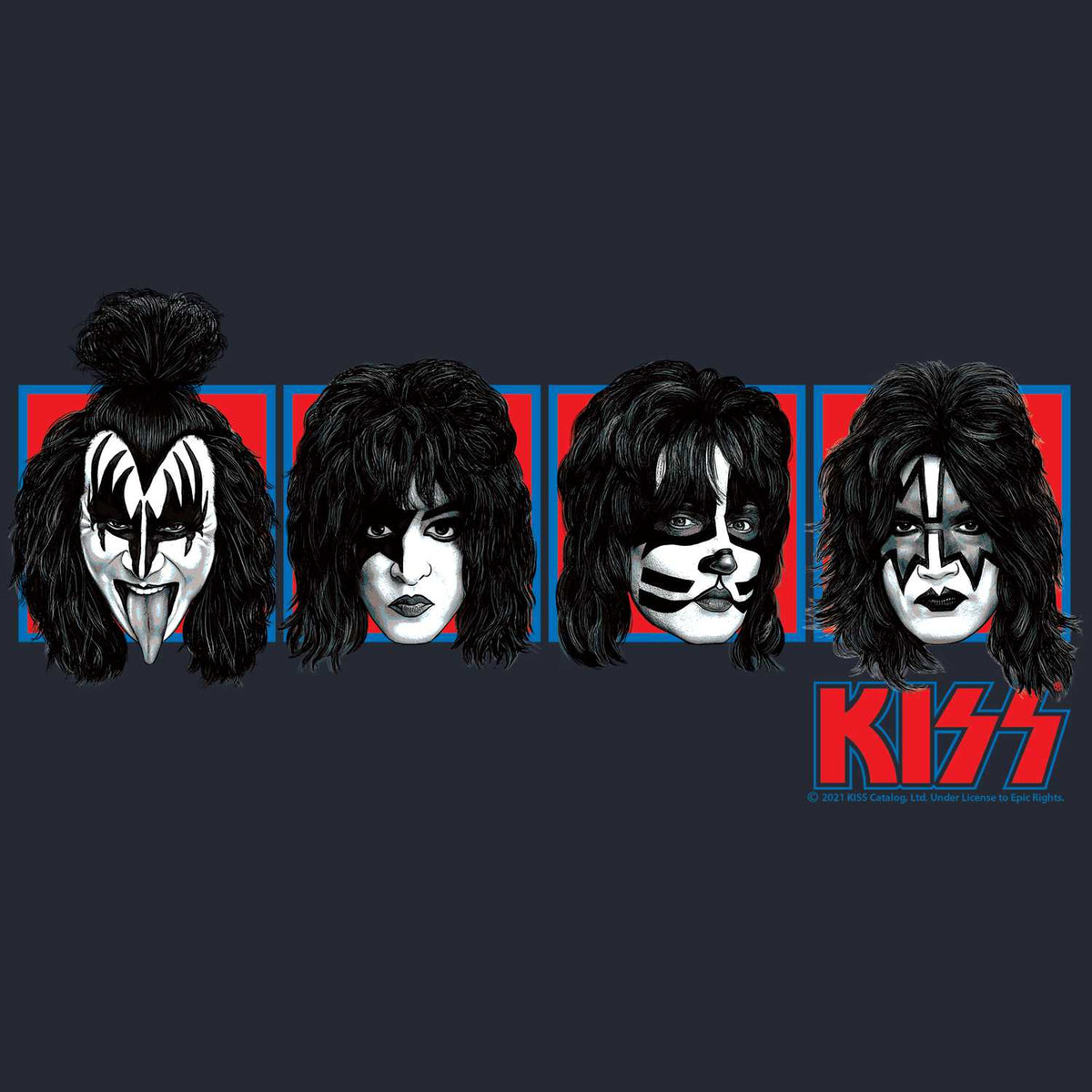 KISS Squares Graphic T-Shirt - Classic Rock Music Clothing - Vintage Concert Lover Gift Idea
