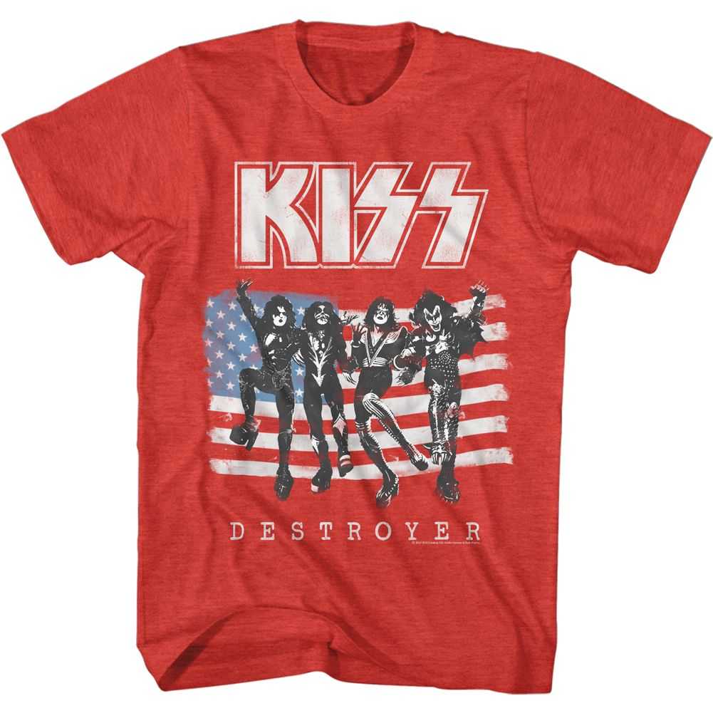 KISS American Flag KISS Graphic T-Shirt - Classic Rock Music Clothing - Vintage Concert Lover Gift Idea
