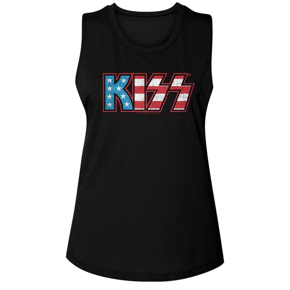 KISS Flag KISS Graphic Girl Tank Top - Classic Rock Music Clothing - Vintage Concert Lover Gift Idea
