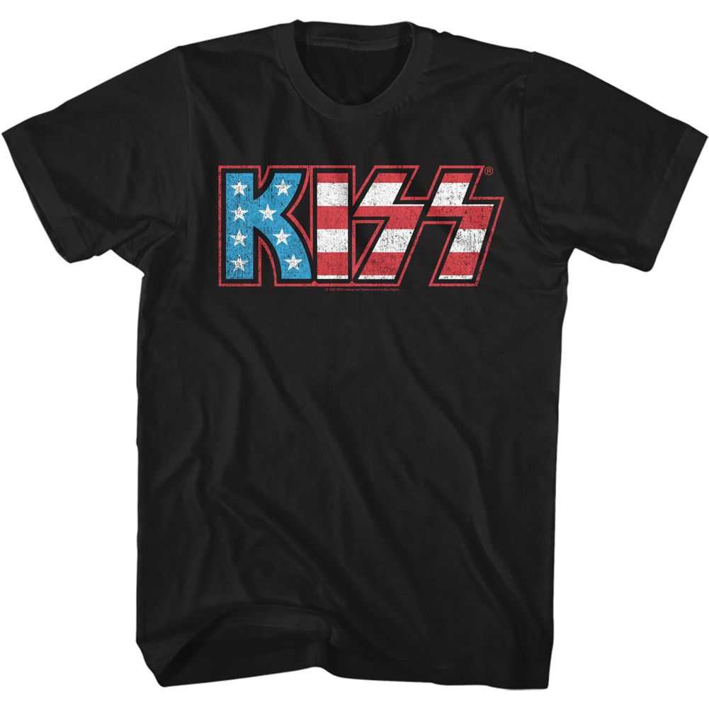 KISS Flag KISS Graphic T-Shirt - Classic Rock Music Clothing - Vintage Concert Lover Gift Idea