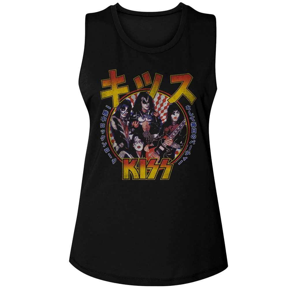 KISS RR All Nite Japanese Graphic Ladies Tank Top - Classic Rock Music Clothing - Vintage Concert Lover Gift Idea