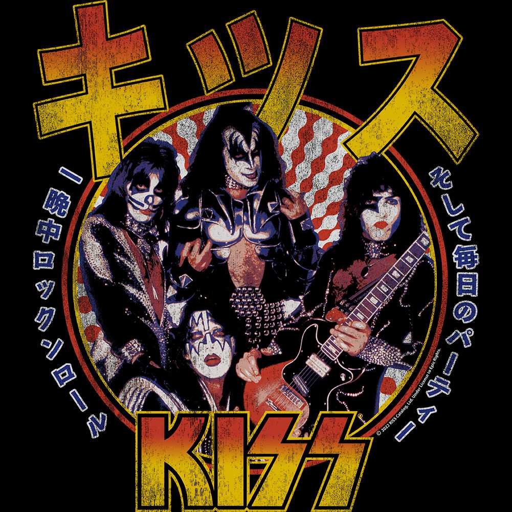 KISS-RR All Nit Japanese Graphic T-Shirt - Classic Rock Music Clothing - Vintage Concert Lover Gift Idea