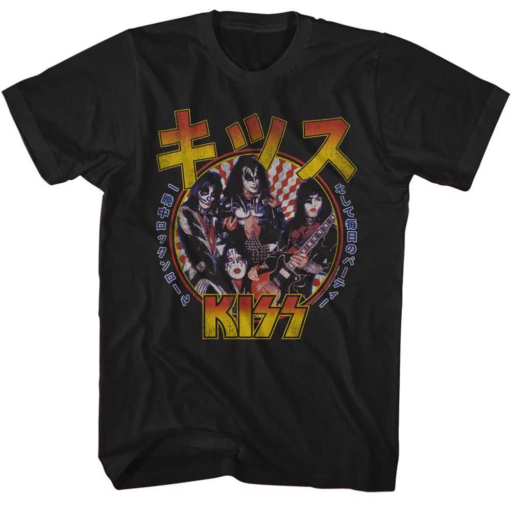 KISS-RR All Nit Japanese Graphic T-Shirt - Classic Rock Music Clothing - Vintage Concert Lover Gift Idea