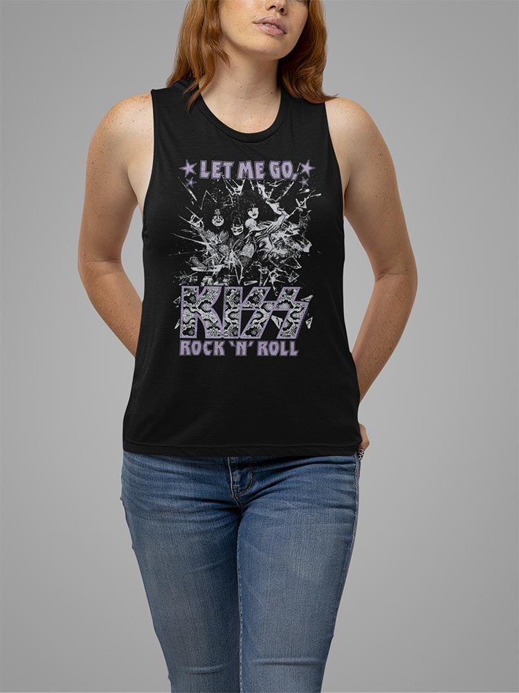 KISS Glass Breaking Graphic Ladies Tank Top - Classic Rock Music Clothing - Vintage Concert Lover Gift Idea