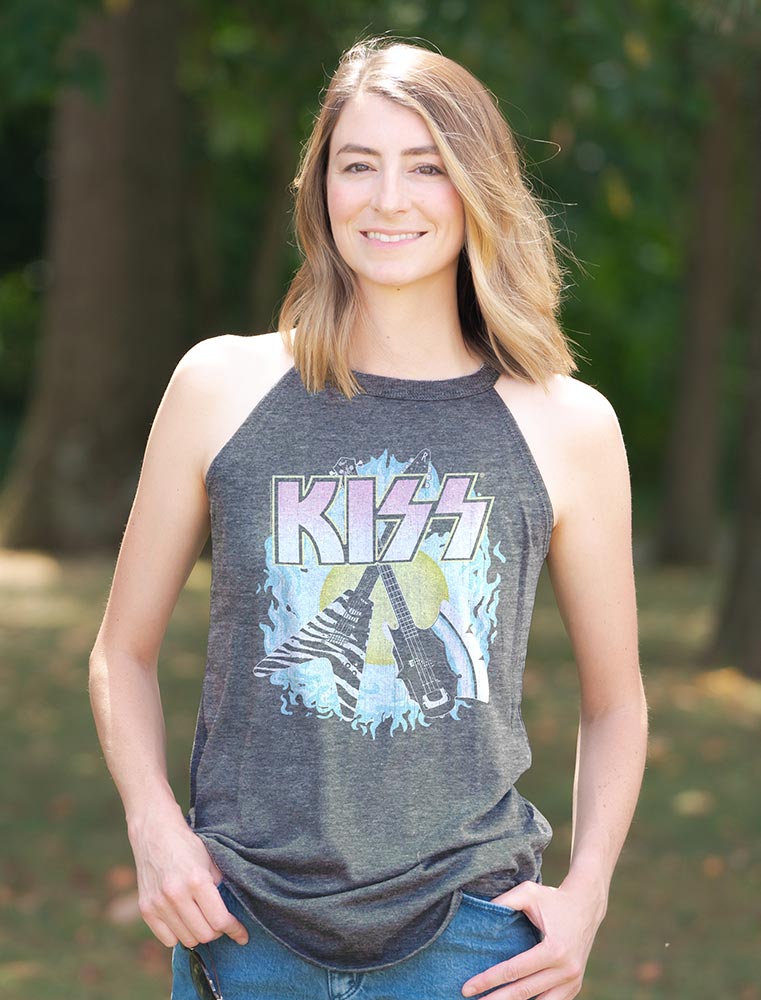 KISS Two Guitars Graphic Tank Top - Classic Rock Music Clothing - Vintage Concert Lover Gift Idea