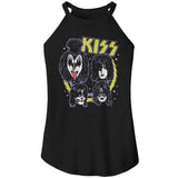 KISS Spike Circles Graphic Girl Tank Top - Classic Rock Music Clothing - Vintage Concert Lover Gift Idea