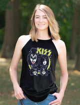 KISS Spike Circles Graphic Girl Tank Top - Classic Rock Music Clothing - Vintage Concert Lover Gift Idea
