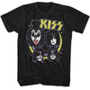 KISS Spike Circles Graphic T-Shirt - Classic Rock Music Clothing - Vintage Concert Lover Gift Idea