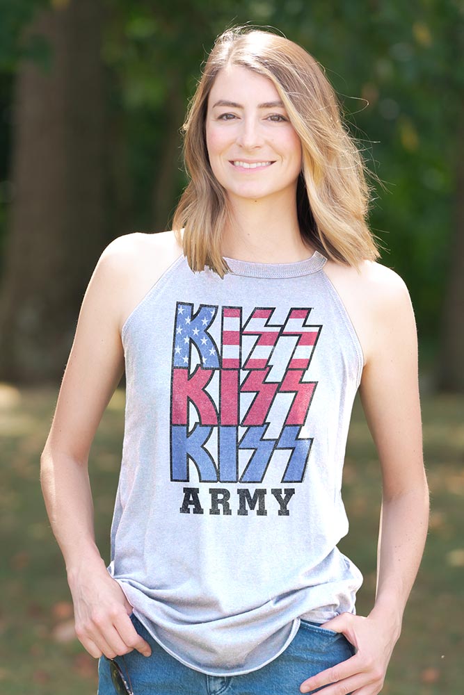 KISS Patriotic Logo Graphic Tank Top - Classic Rock Music Clothing - Vintage Concert Lover Gift Idea
