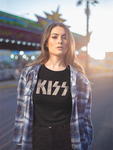 KISS Logo Graphic Ladies T-Shirt - Classic Rock Music Clothing - Vintage Concert Lover Gift Idea