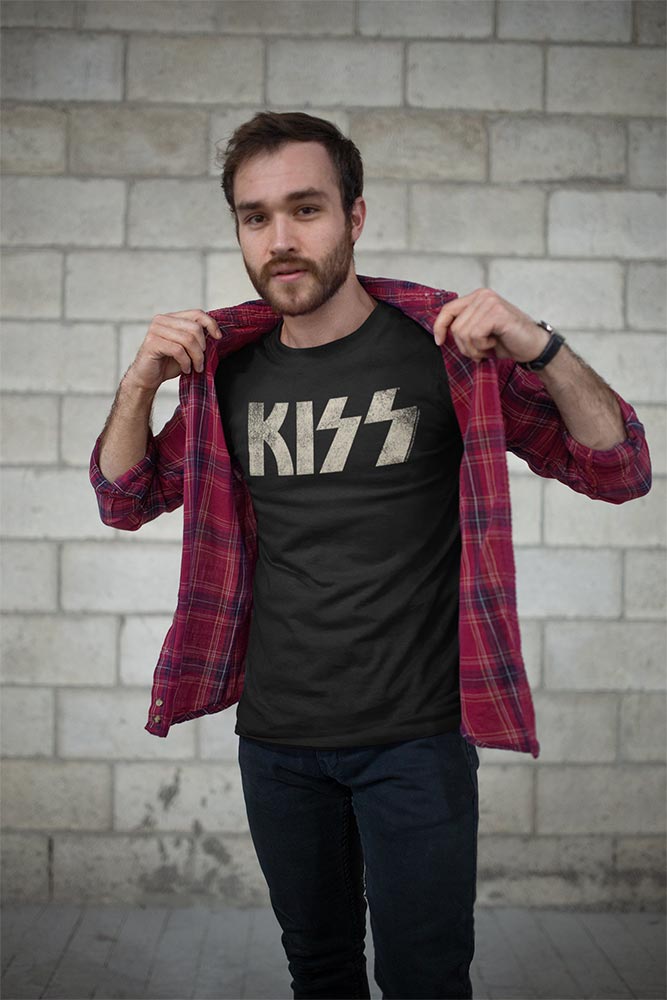 KISS Logo Graphic T-Shirt - Classic Rock Music Clothing - Vintage Concert Lover Gift Idea