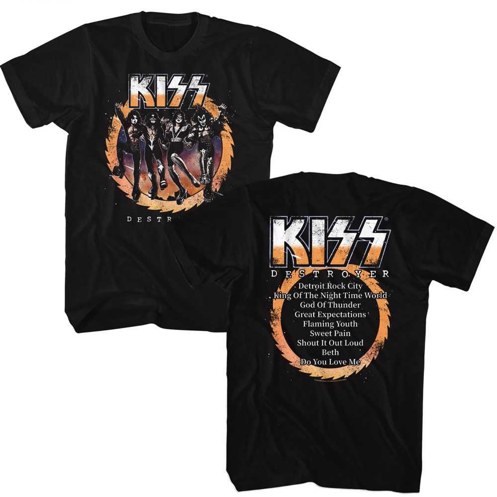 KISS Destroyer Album 2-Sided Graphic T-Shirt - Classic Rock Music Clothing - Vintage Concert Lover Gift Idea