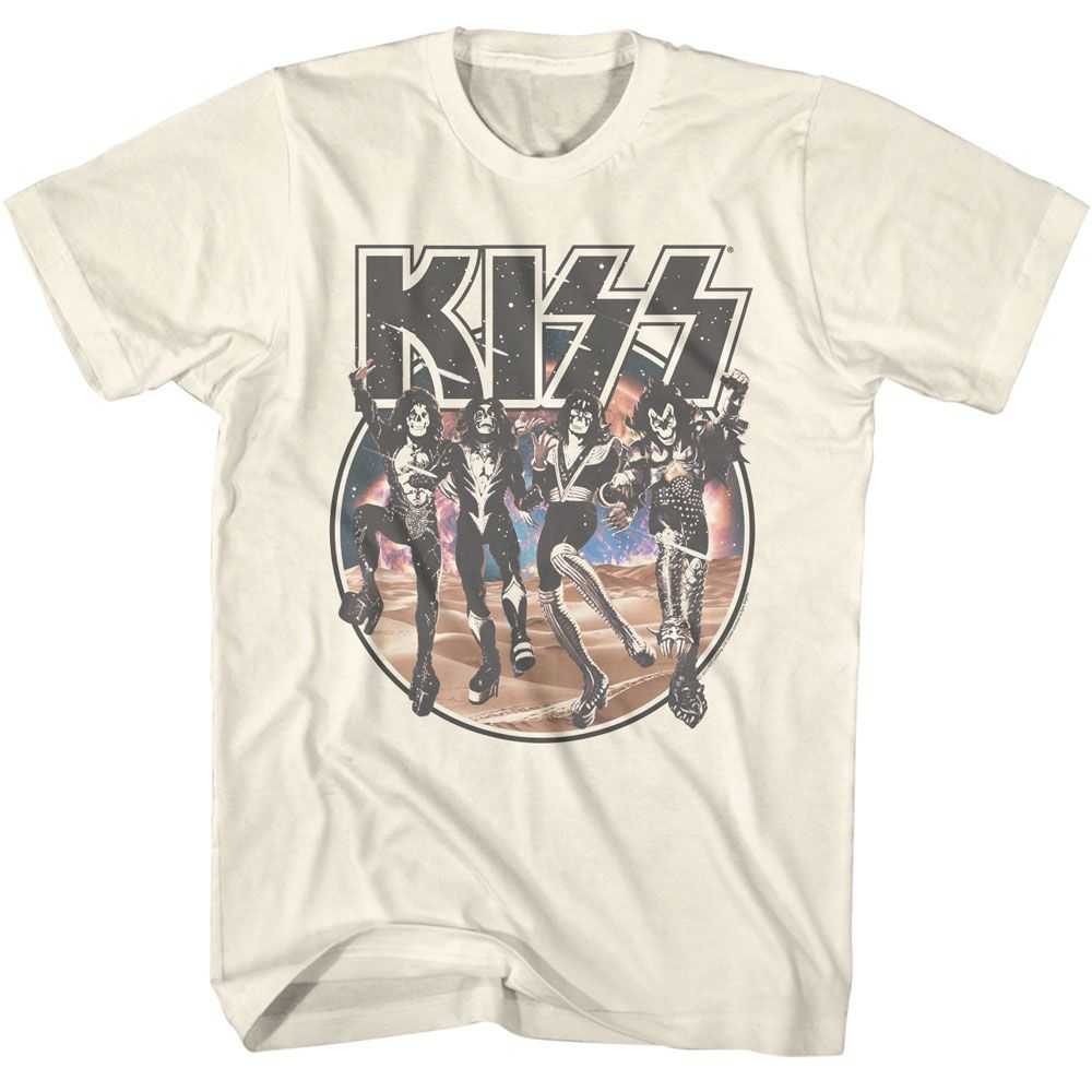 KISS Space Circle With Skeleton Band Graphic T-Shirt - Classic Rock Music Clothing - Vintage Concert Lover Gift Idea