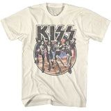 KISS Space Circle With Skeleton Band Graphic T-Shirt - Classic Rock Music Clothing - Vintage Concert Lover Gift Idea
