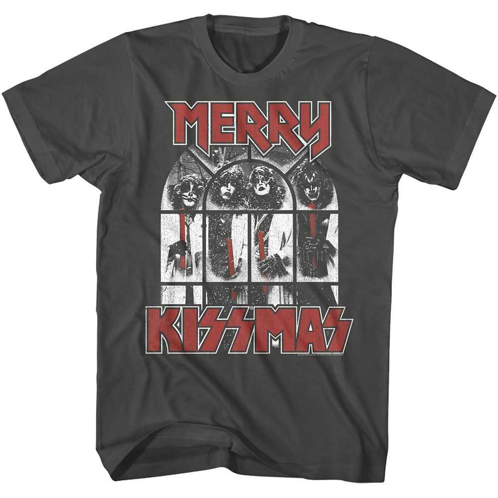KISS Snowy Kissmas Graphic T-Shirt - Classic Rock Music Clothing - Vintage Concert Lover Gift Idea