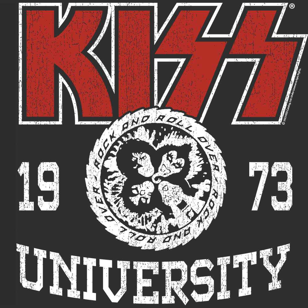 KISS University Graphic T-Shirt - Classic Rock Music Clothing - Vintage Concert Lover Gift Idea