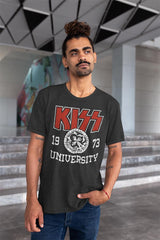 KISS University Graphic T-Shirt - Classic Rock Music Clothing - Vintage Concert Lover Gift Idea