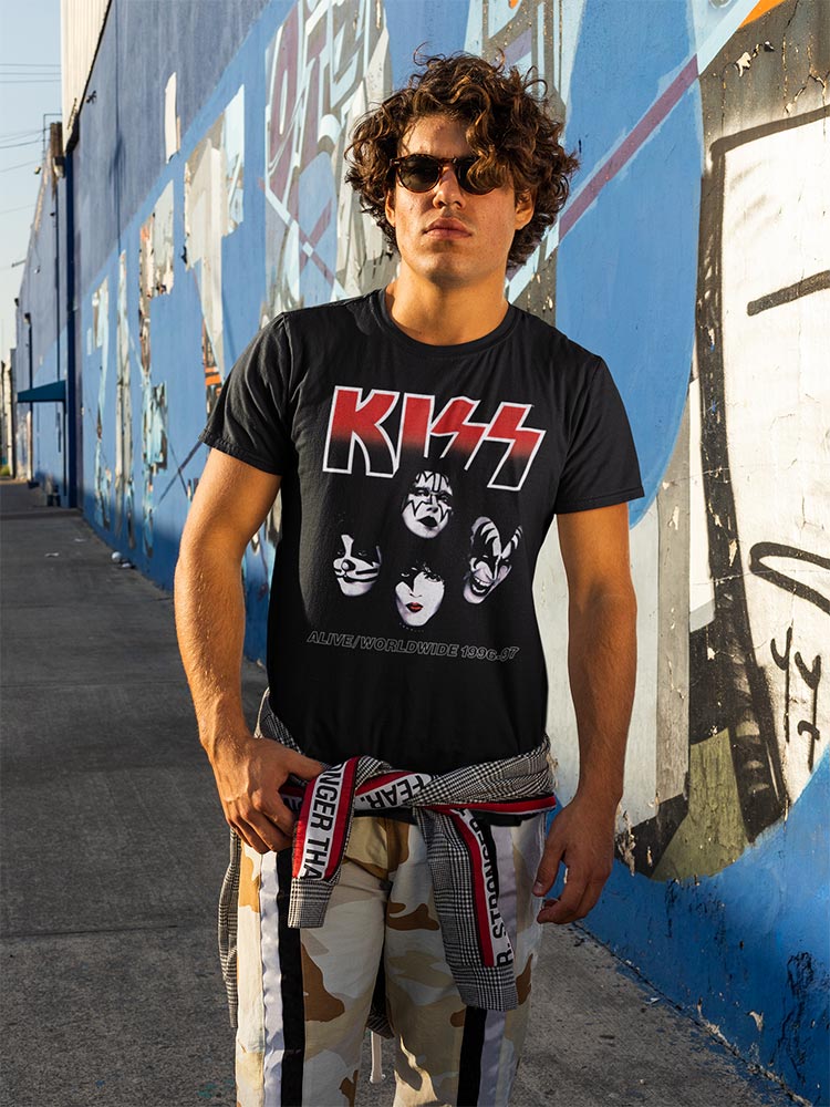KISS You Wanted The Best 2-Sided Graphic T-Shirt - Classic Rock Music Clothing - Vintage Concert Lover Gift Idea
