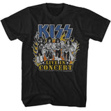 KISS Live In Flames Graphic T-Shirt - Classic Rock Music Clothing - Vintage Concert Lover Gift Idea