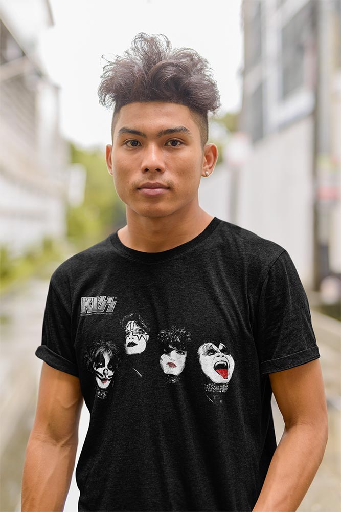 KISS Heads Graphic T-Shirt - Classic Rock Music Clothing - Vintage Concert Lover Gift Idea