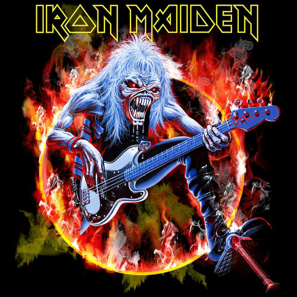 Iron Maiden Flaming Circle Graphic T-Shirt - Classic Rock Music Clothing - Vintage Concert Lover Gift Idea