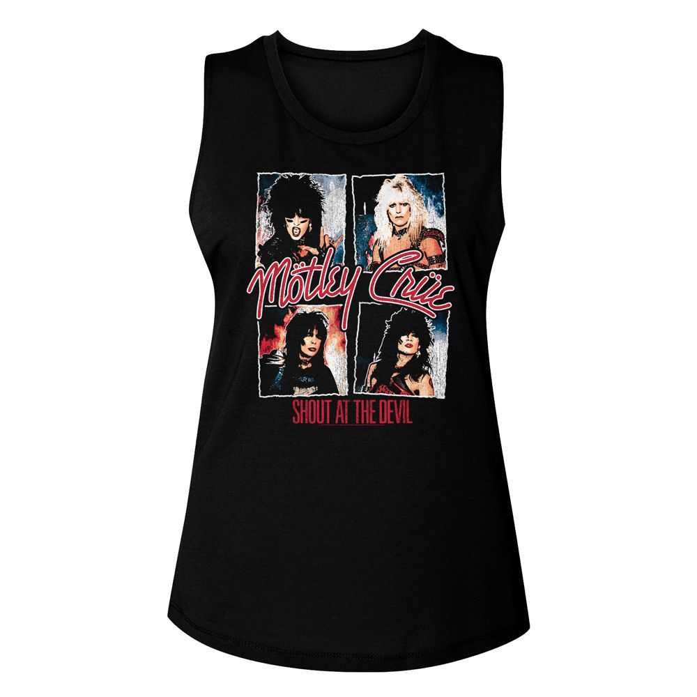 Motley Crue Shout At The Devil Ladies Graphic Tank Top - Classic Rock Music Clothing - Vintage Concert Lover Gift Idea