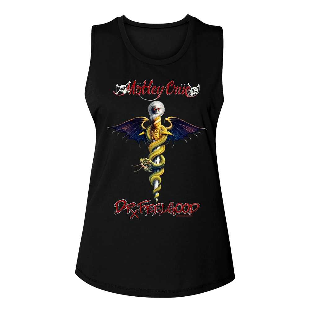 Motley Crue Dr Feel Good Ladies Graphic Tank Top - Classic Rock Music Clothing - Vintage Concert Lover Gift Idea