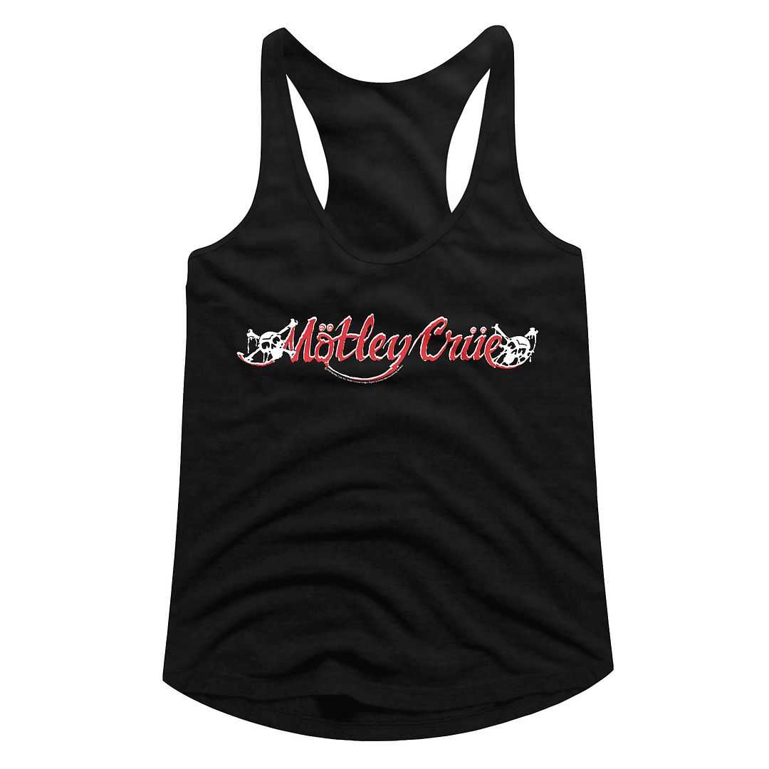 Motley Crue RD And Wht Logo Ladies Graphic Tank Top - Classic Rock Music Clothing - Vintage Concert Lover Gift Idea