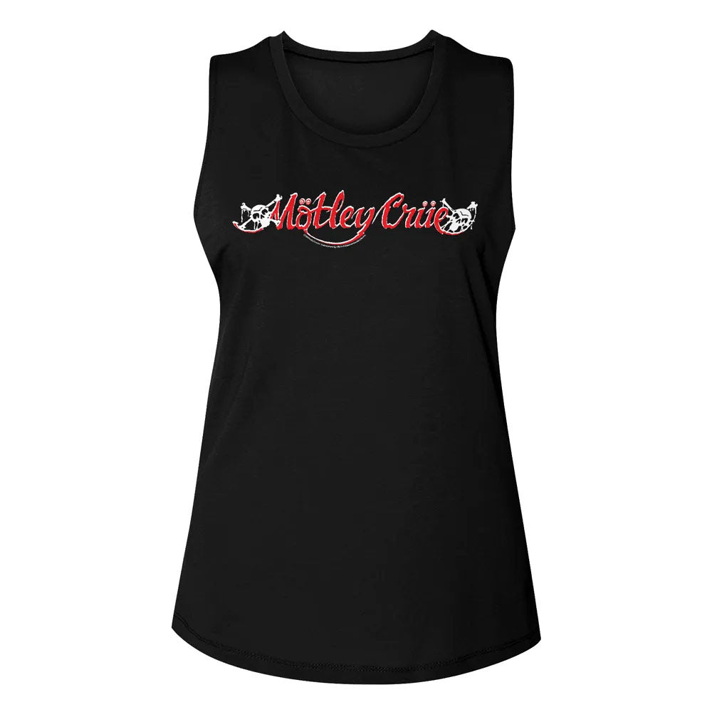 Motley Crue RD And Wht Logo Graphic Ladies Tank Top- Classic Rock Music Clothing - Vintage Concert Lover Gift Idea