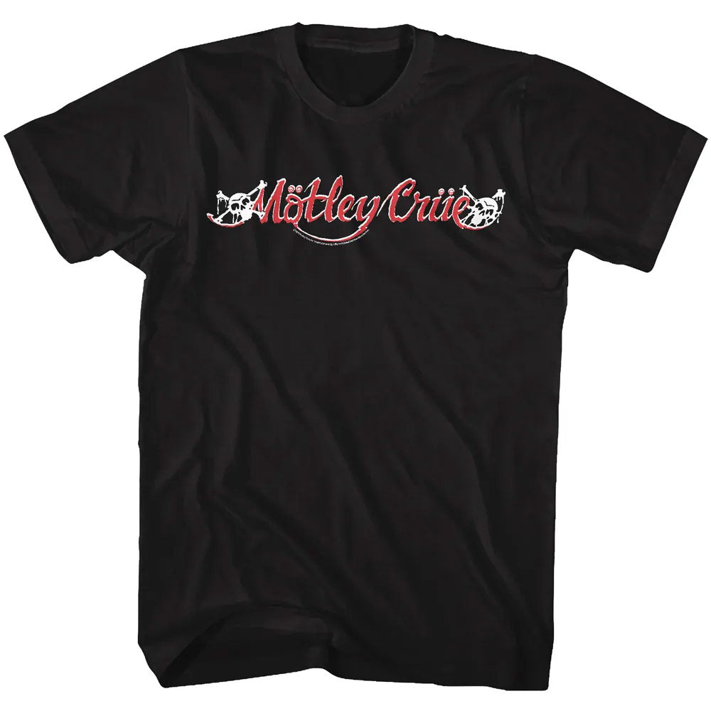 Motley Crue RD And Wht Logo Graphic T-Shirt - Classic Rock Music Clothing - Vintage Concert Lover Gift Idea
