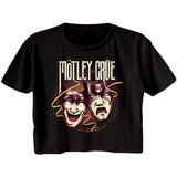 Motley Crue Drama Masks Ladies Graphic T-Shirt - Classic Rock Music Clothing - Vintage Concert Lover Gift Idea