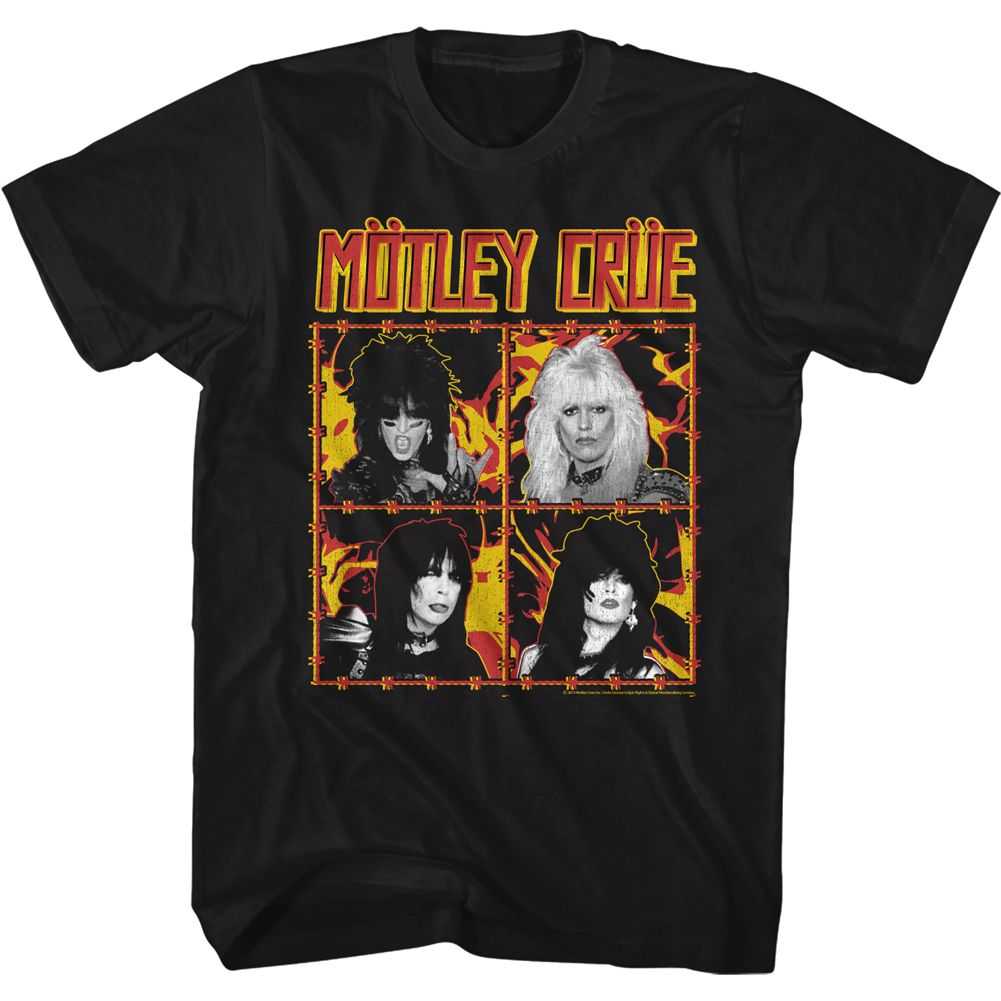 Motley Crue Fire And Wire Graphic T-Shirt - Classic Rock Music Clothing - Vintage Concert Lover Gift Idea