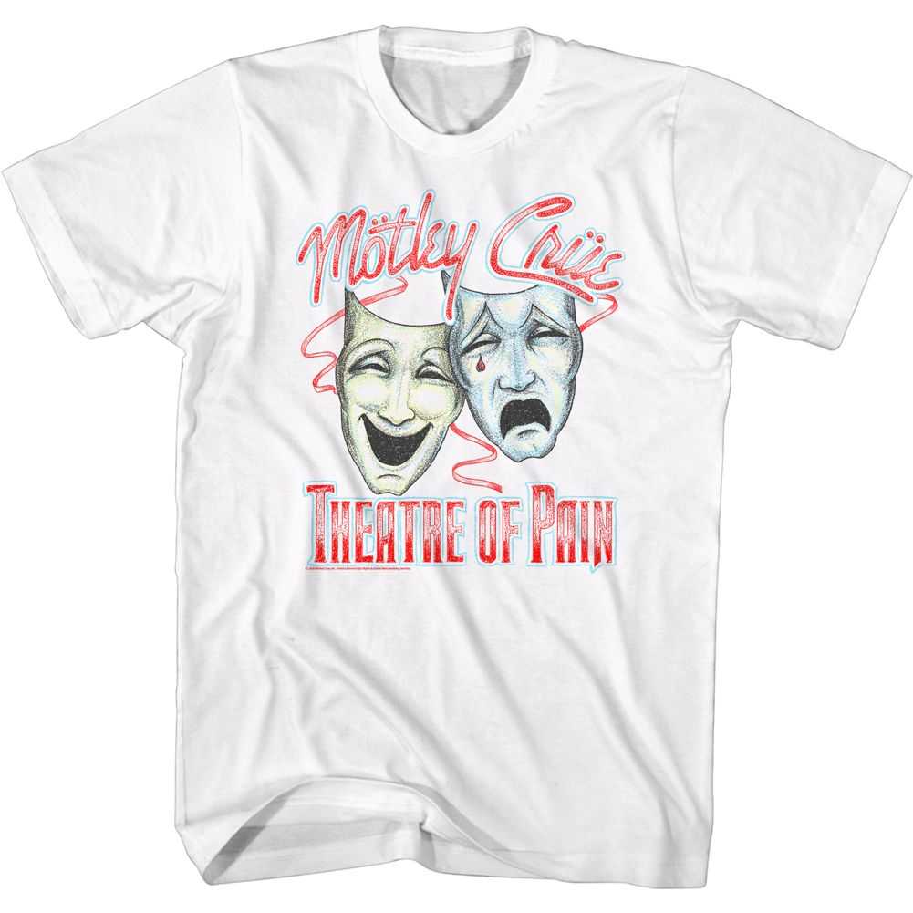 Motley Crue Dotty Masks Graphic T-Shirt - Classic Rock Music Clothing - Vintage Concert Lover Gift Idea