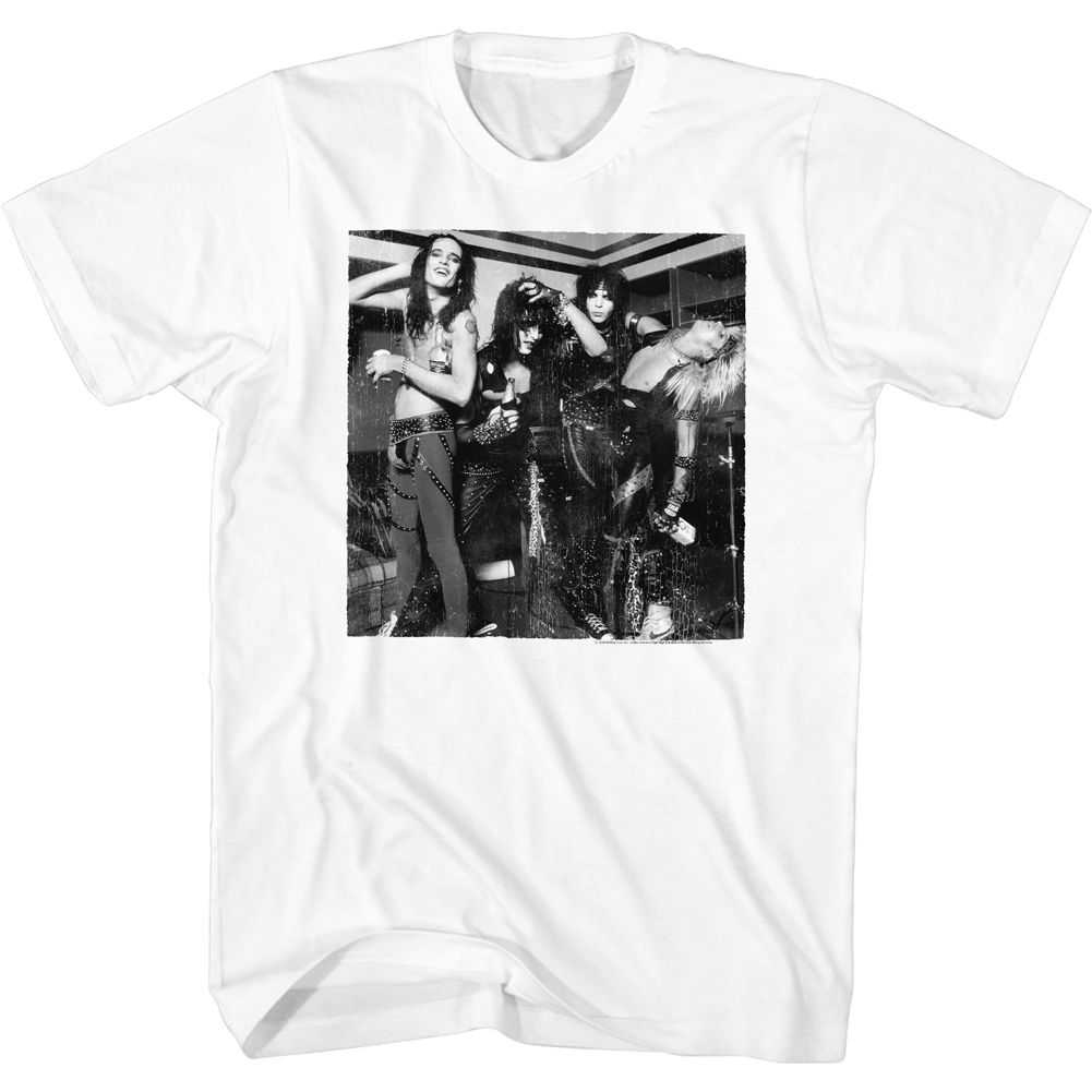 Motley Crue Bandw Band Pic Graphic T-Shirt - Classic Rock Music Clothing - Vintage Concert Lover Gift Idea
