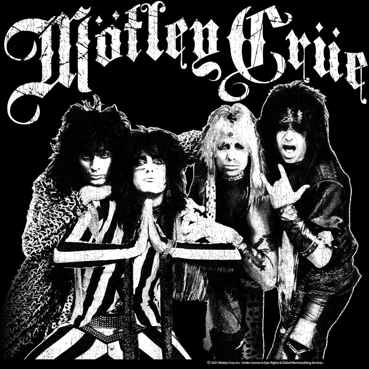 Motley Crue Crue Crew Graphic T-Shirt - Classic Rock Music Clothing - Vintage Concert Lover Gift Idea