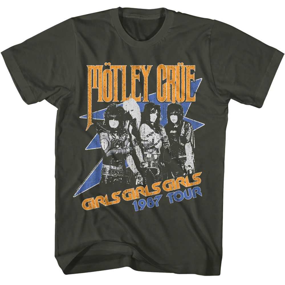 Motley Crue Girls Girls Girls 1987 Tour Graphic T-Shirt - Classic Rock Music Clothing - Vintage Concert Lover Gift Idea