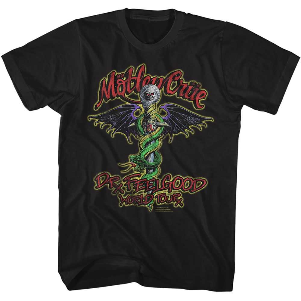 Motley Crue Dr Feelgood Tour Graphic T-Shirt - Classic Rock Music Clothing - Vintage Concert Lover Gift Idea