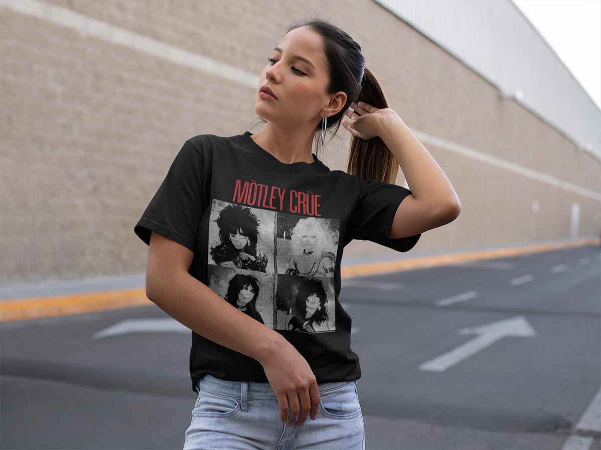 Motley Crue-BW Shout Cover Graphic T-Shirt - Classic Rock Music Clothing - Vintage Concert Lover Gift Idea