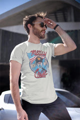 Motley Crue Allister With US Flag Graphic T-Shirt - Classic Rock Music Clothing - Vintage Concert Lover Gift Idea