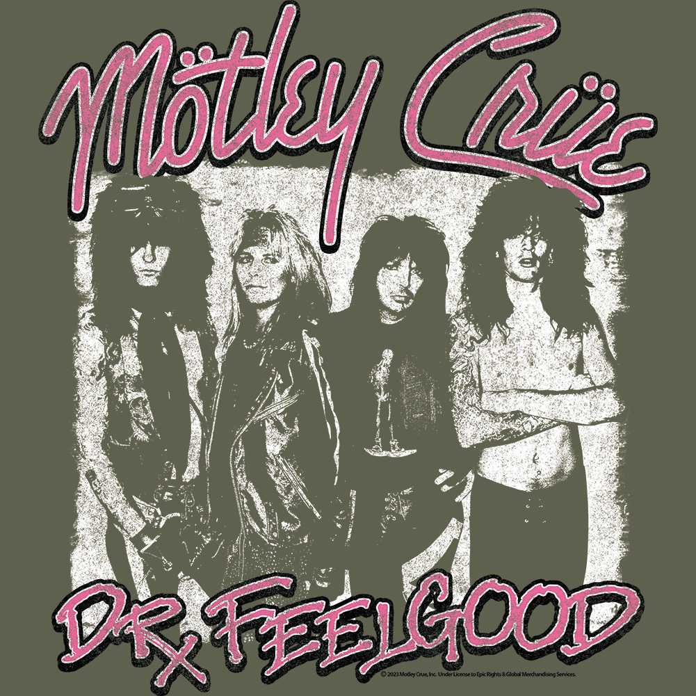 Motley Crue Dr Feelgood Graphic T-Shirt - Classic Rock Music Clothing - Vintage Concert Lover Gift Idea