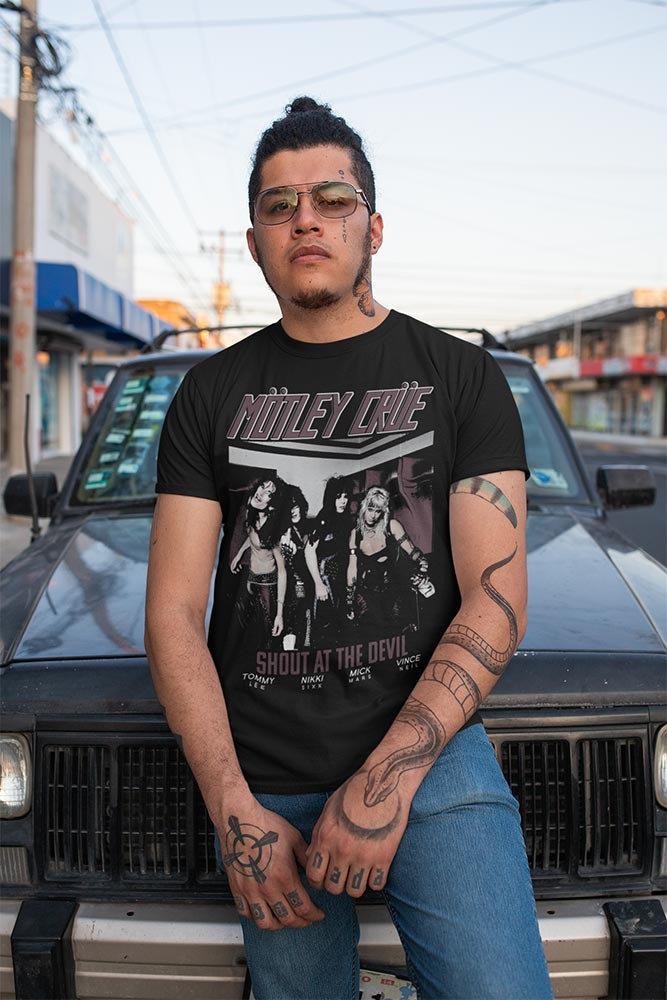 Motley Crue SATD Graphic T-Shirt - Classic Rock Music Clothing - Vintage Concert Lover Gift Idea