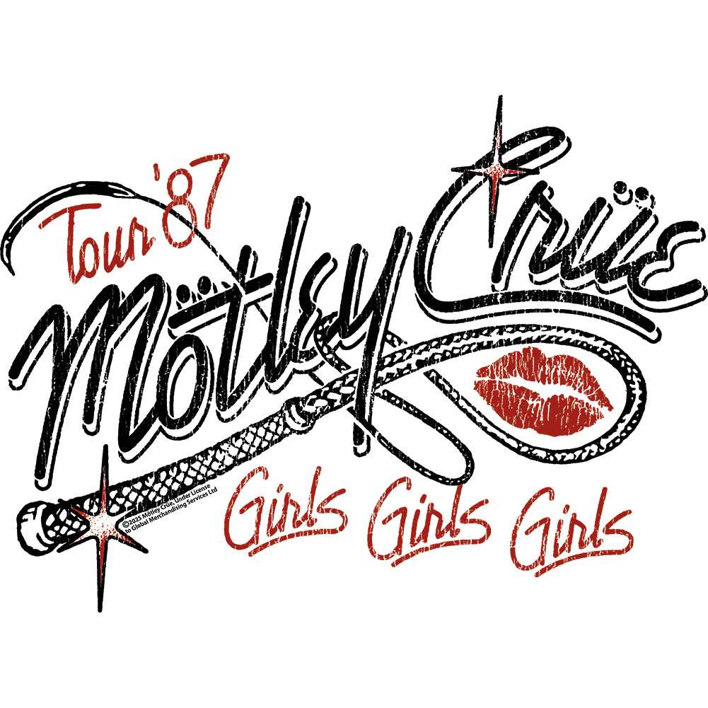 Motley Crue Whip Graphic T-Shirt - Classic Rock Music Clothing - Vintage Concert Lover Gift Idea