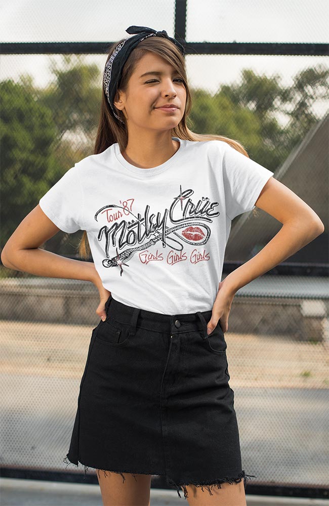 Motley Crue Whip Graphic T-Shirt - Classic Rock Music Clothing - Vintage Concert Lover Gift Idea