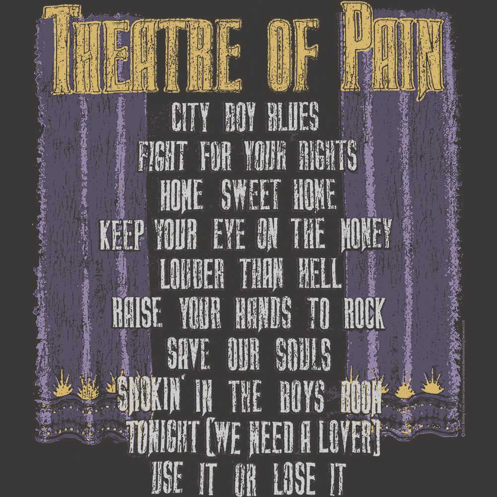 Motley Crue Theatre Of Pain F B 2-Sided Graphic T-Shirt - Classic Rock Music Clothing - Vintage Concert Lover Gift Idea