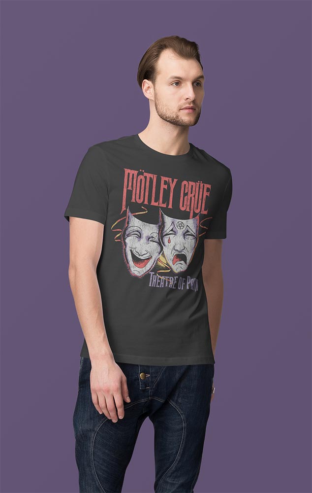 Motley Crue Theatre Of Pain F B 2-Sided Graphic T-Shirt - Classic Rock Music Clothing - Vintage Concert Lover Gift Idea