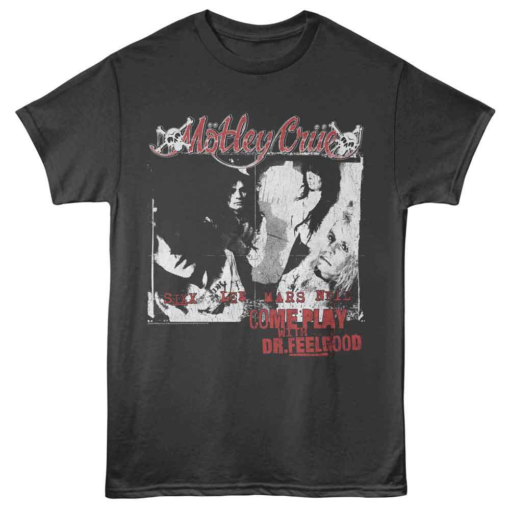 Motley Crue Come Play W Dr Feelgood Graphic T-Shirt - Classic Rock Music Clothing - Vintage Concert Lover Gift Idea